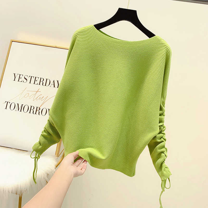 Γυναικεία μπλούζα με κορδόνια και στρόγγυλη λαιμόκομμα σε διάφορα χρώματα