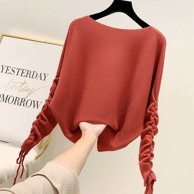 Γυναικεία μπλούζα με κορδόνια και στρόγγυλη λαιμόκομμα σε διάφορα χρώματα