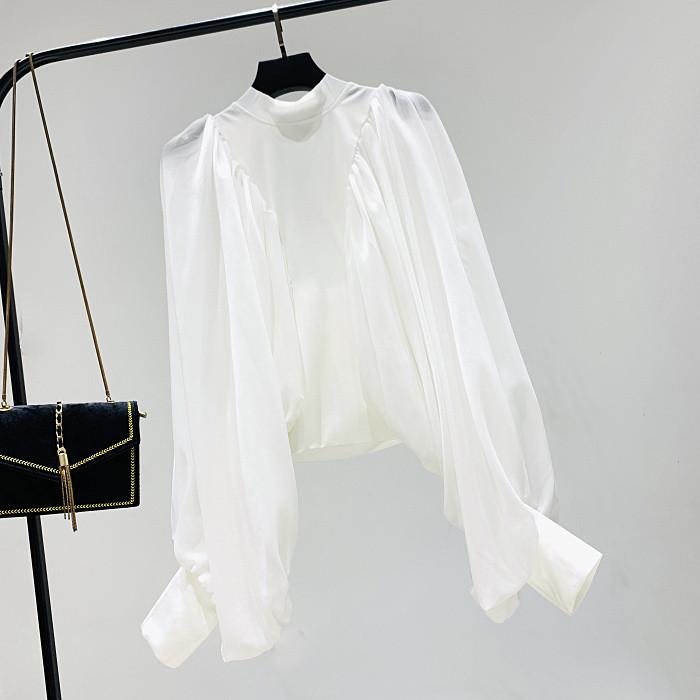 Bluza de dama eleganta model nou cu guler polo jos si maneci largi