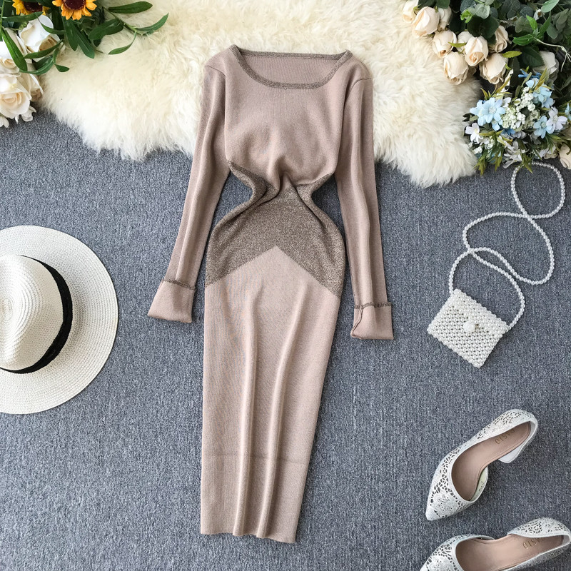 Csillogó hatású modern női ruha többféle színben