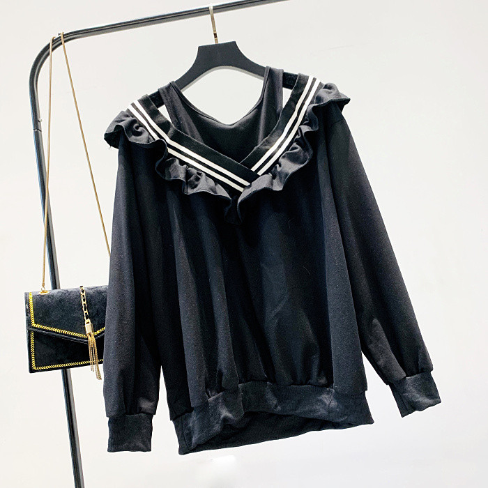 Modern női blúz spitz nyakkivágással, szürke, fekete és rózsaszín színben