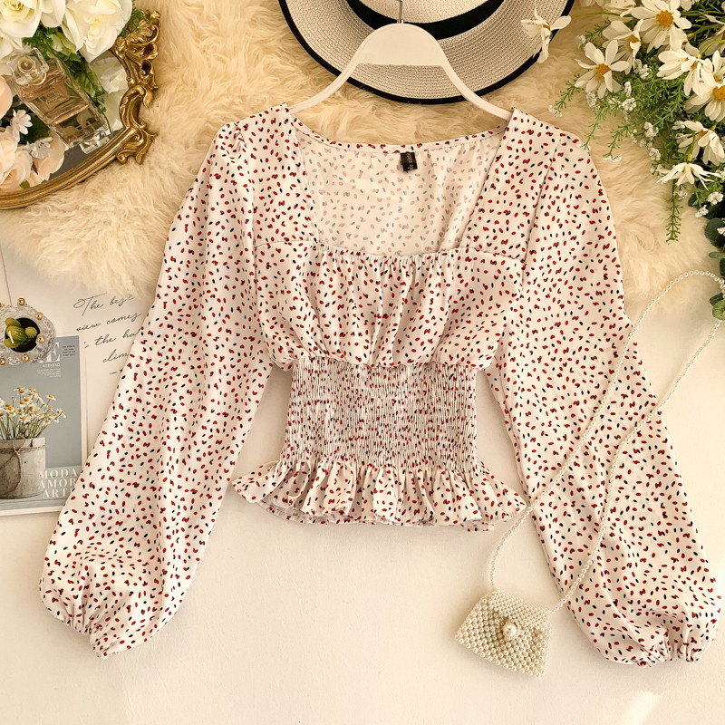 Bluză de damă modernă cu decolteu pătrat și mâneci lungi