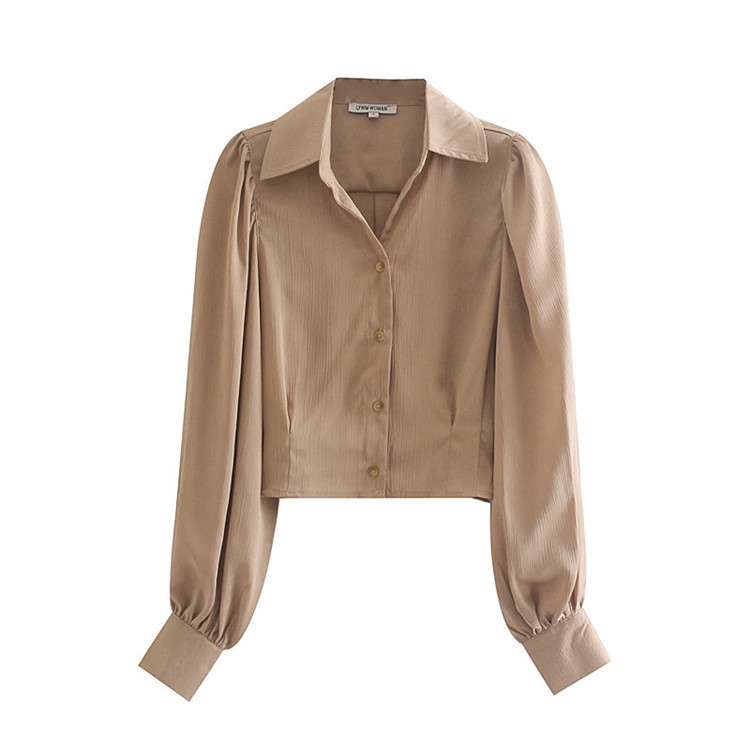 Rövid, bézs színű, széles ujjú női ing