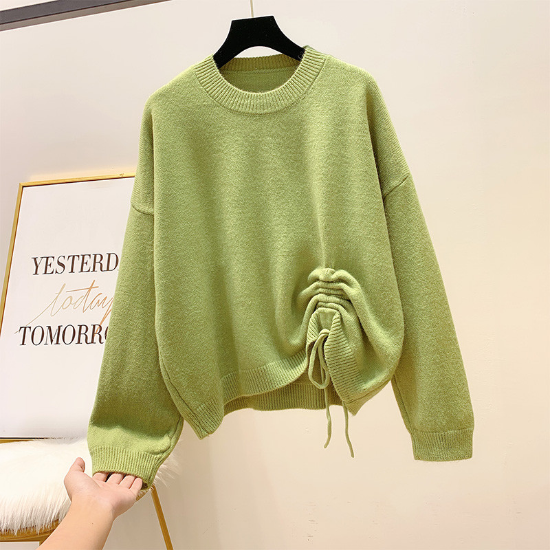 Γυναικείο πουλόβερ με στρόγγυλη λαιμόκοψη και κορδόνια σε τέσσερα χρώματα