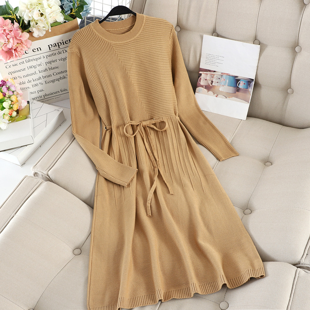 Hosszú női ruha derékkötővel több színben