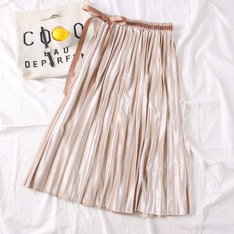 Fusta dama plisata model nou cu cravate in mai multe culori