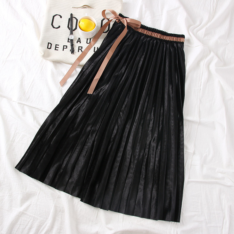 Fusta dama plisata model nou cu cravate in mai multe culori