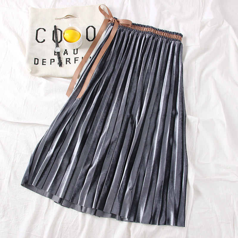 Fusta dama plisata model nou cu cravate in mai multe culori