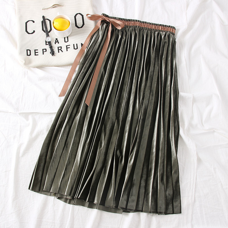 Fusta dama plisata model nou cu cravate in mai multe culori