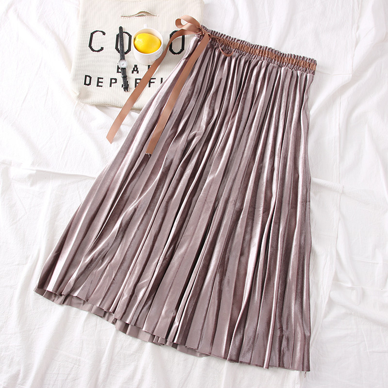 Fusta dama plisata model nou cu cravate in mai multe culori