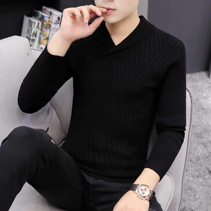 Μοντέρνο ανδρικό πουλόβερ σε διάφορα χρώματα με V-λαιμόκοψη