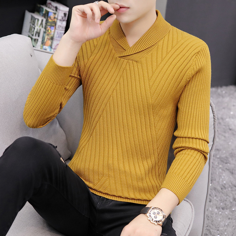 Μοντέρνο ανδρικό πουλόβερ σε διάφορα χρώματα με V-λαιμόκοψη