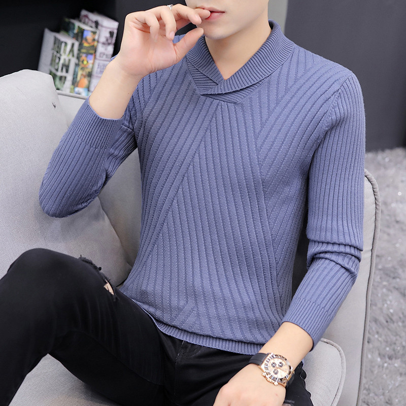 Μοντέρνο ανδρικό πουλόβερ σε διάφορα χρώματα με V-λαιμόκοψη