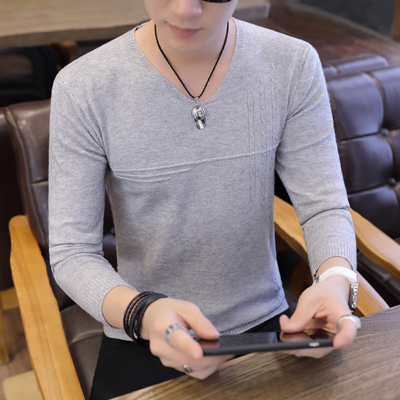 Casual ανδρική μπλούζα σε διάφορα χρώματα με V-neck