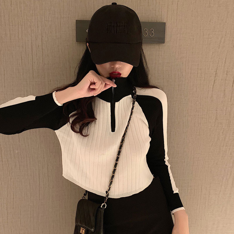 Női alkalmi rövid blúz két színben, cipzárral