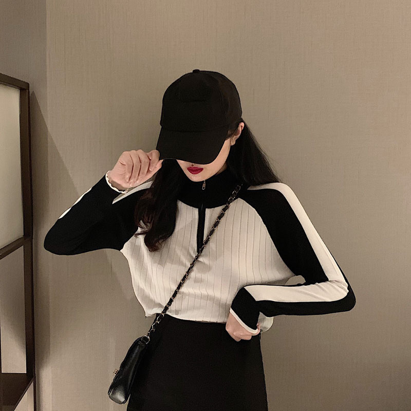 Női alkalmi rövid blúz két színben, cipzárral