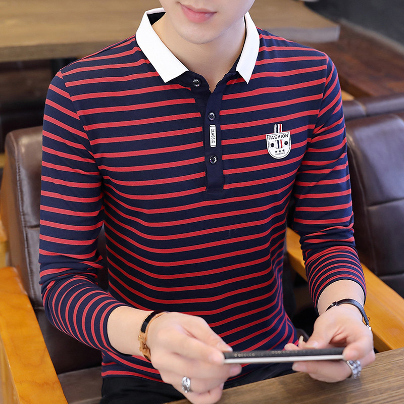 Csíkos férfi blúz gombokkal és gallérral több színben