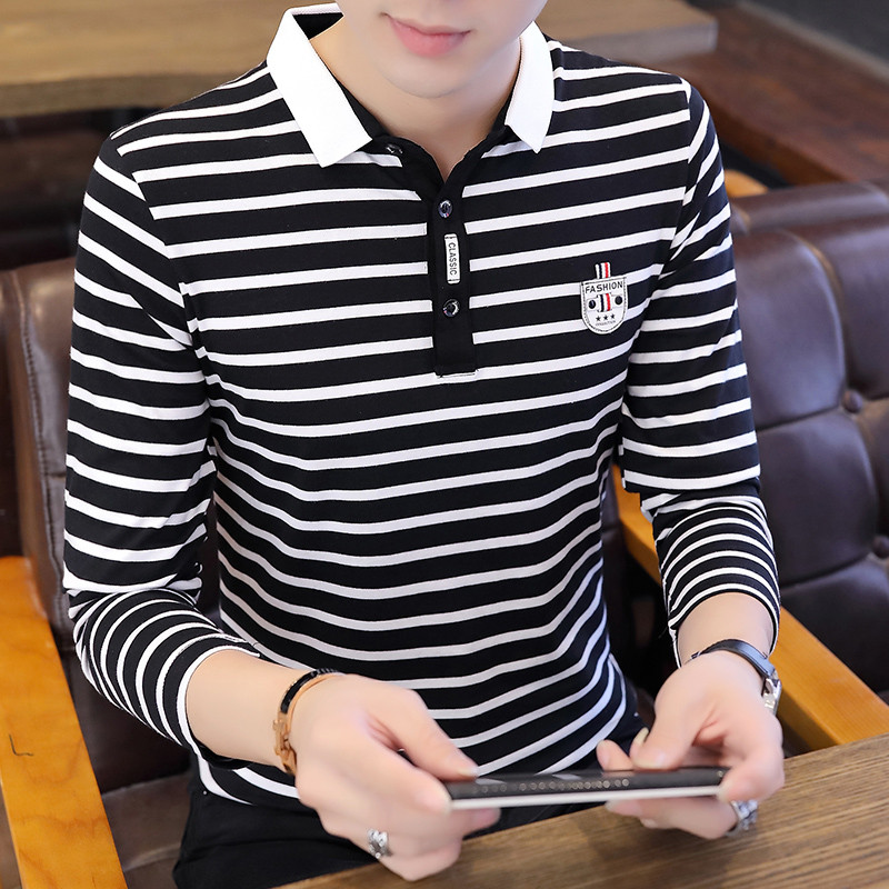 Csíkos férfi blúz gombokkal és gallérral több színben