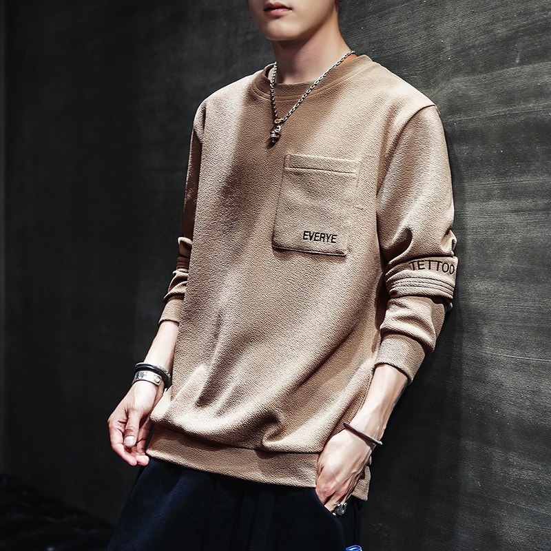 Lezser férfi blúz három színben, zsebbel és O-nyakkal