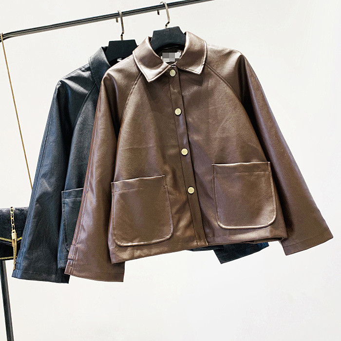 Új modell eko bőrből készült női kabát fekete és barna színben