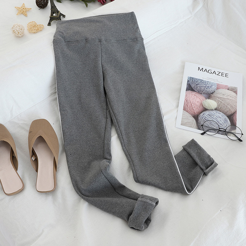 Jambiere sport de damă cu margine albă în negru și gri