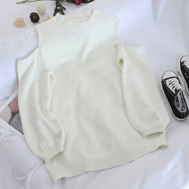 Pulover de dama model simplu cu umerii goi in trei culori