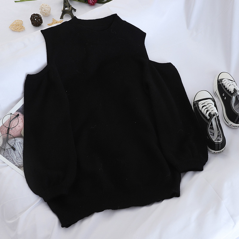 Pulover de dama model simplu cu umerii goi in trei culori