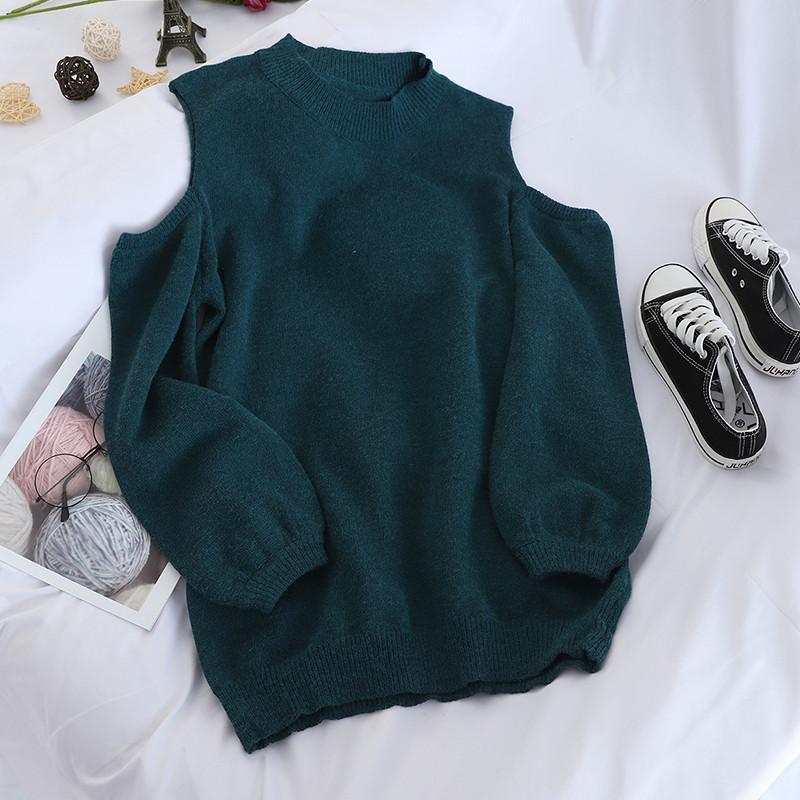 Pulover de dama model simplu cu umerii goi in trei culori