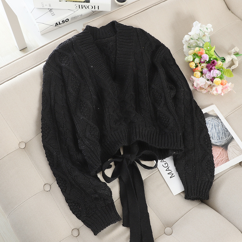 Γυναικείο πουλόβερ με  κορδόνια στην πλάτη σε διάφορα χρώματα