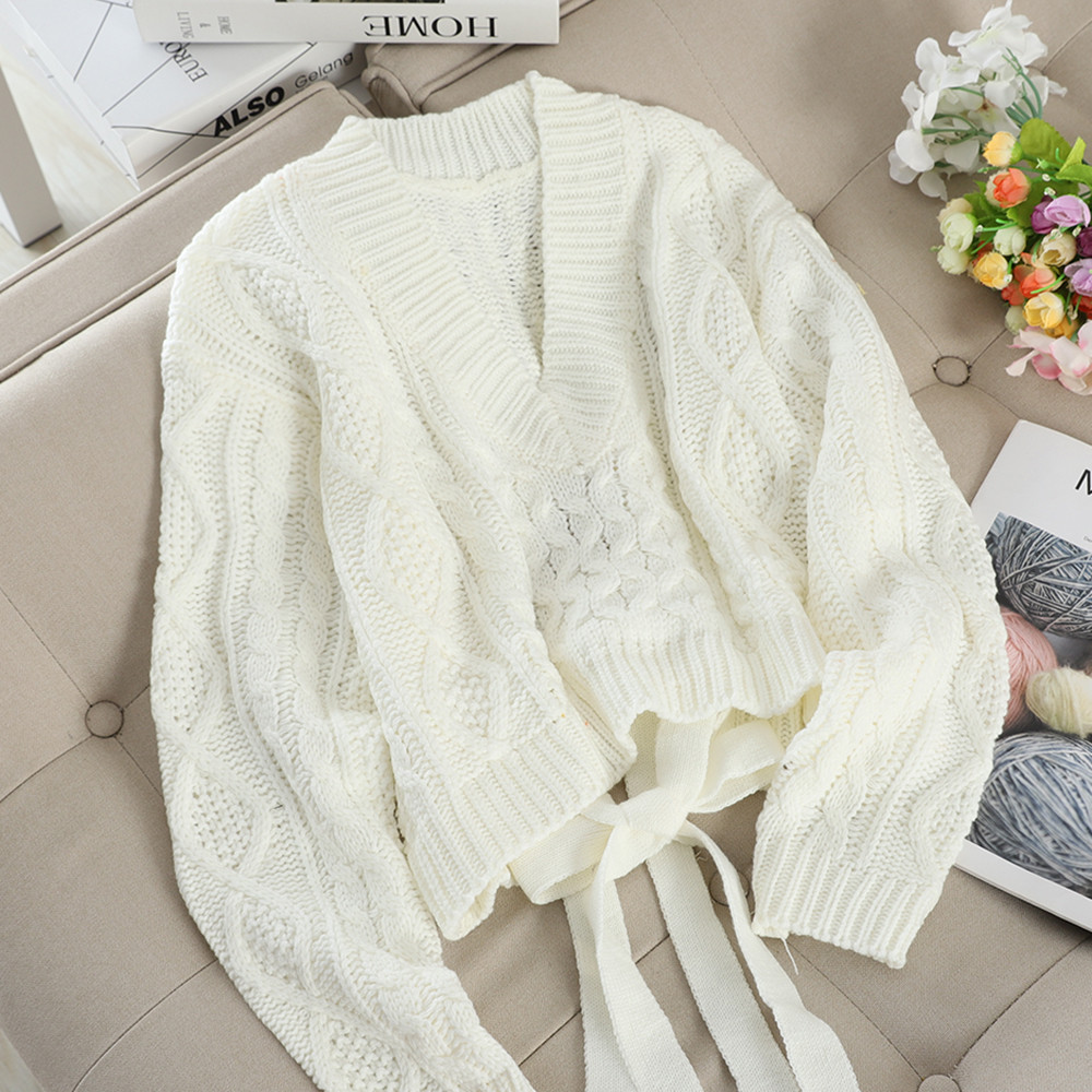 Γυναικείο πουλόβερ με  κορδόνια στην πλάτη σε διάφορα χρώματα