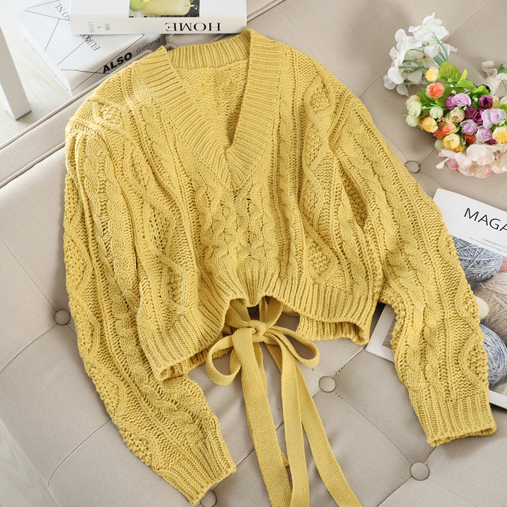 Γυναικείο πουλόβερ με  κορδόνια στην πλάτη σε διάφορα χρώματα