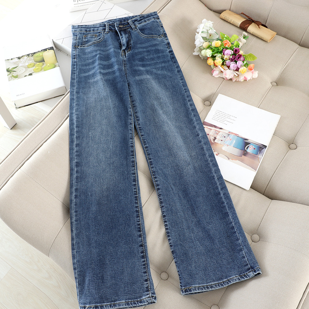 Φαρδύ μοντέλο γυναικεία τζιν σε μπλε μαύρο και χρώμα