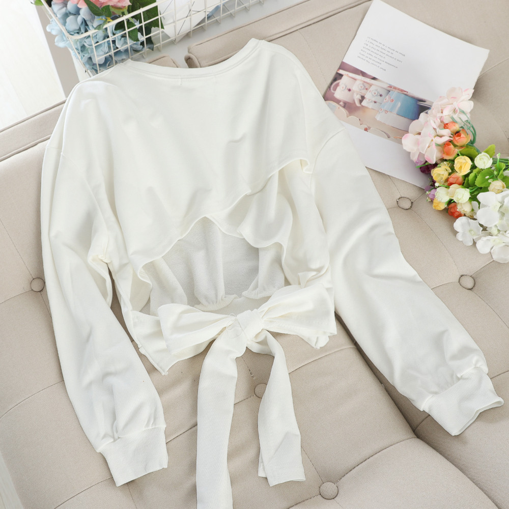 Μοντέρνα γυναικεία μπλούζα με κορδέλα σην πλάτη σε διάφορα χρώματα