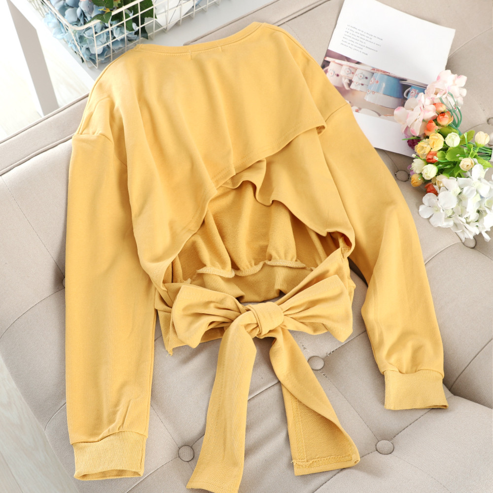 Μοντέρνα γυναικεία μπλούζα με κορδέλα σην πλάτη σε διάφορα χρώματα