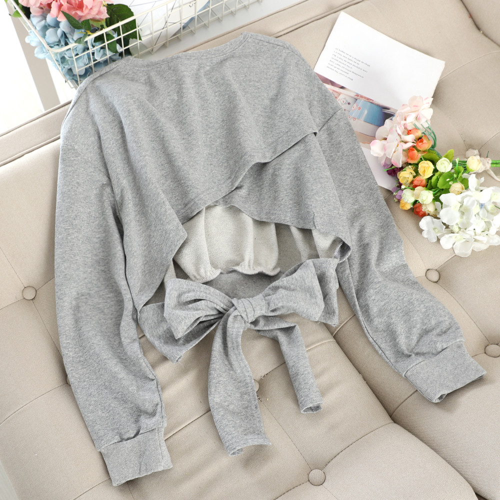 Μοντέρνα γυναικεία μπλούζα με κορδέλα σην πλάτη σε διάφορα χρώματα