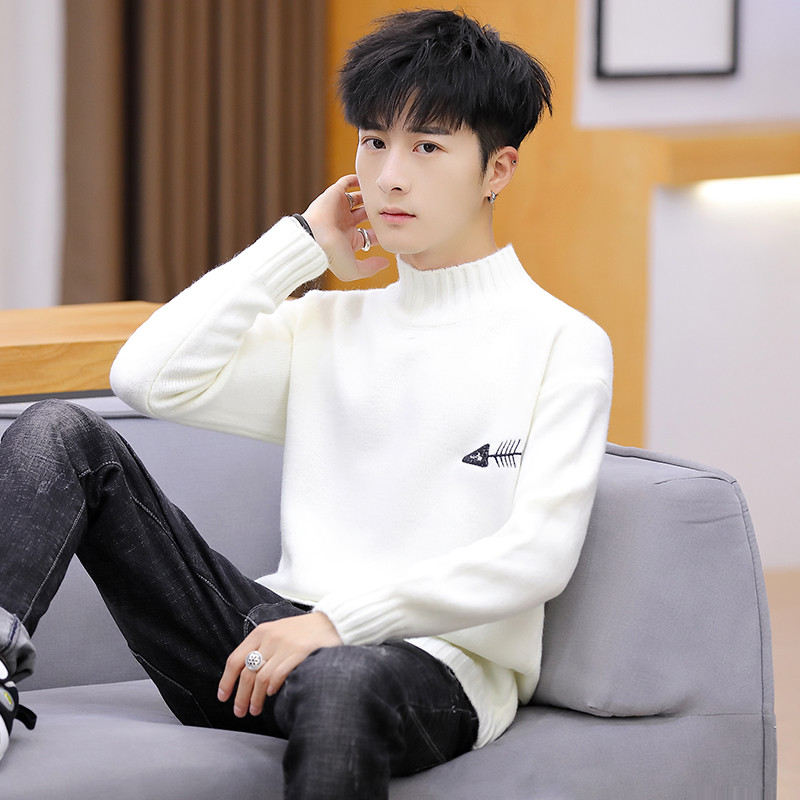 Férfi pulóver több színben hímzéssel és pólógallérral