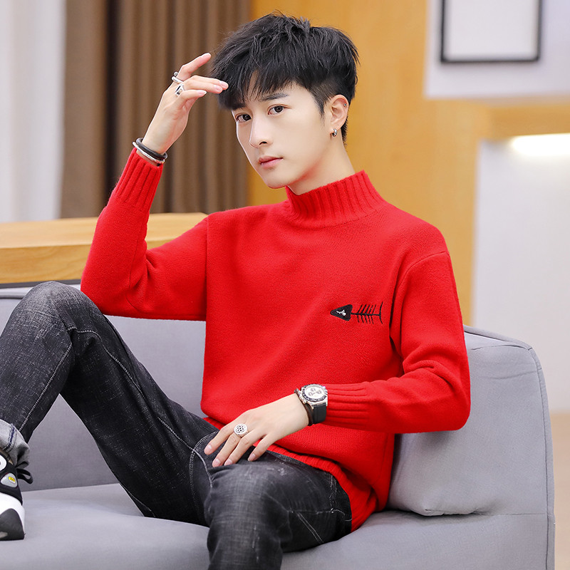 Férfi pulóver több színben hímzéssel és pólógallérral