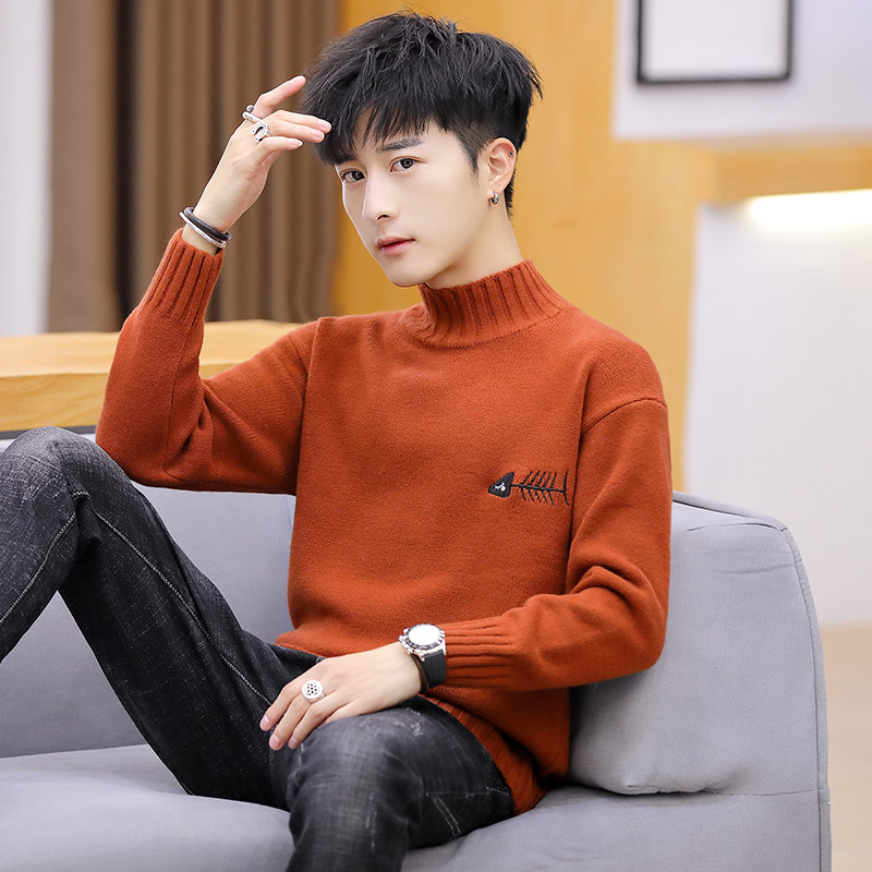 Férfi pulóver több színben hímzéssel és pólógallérral