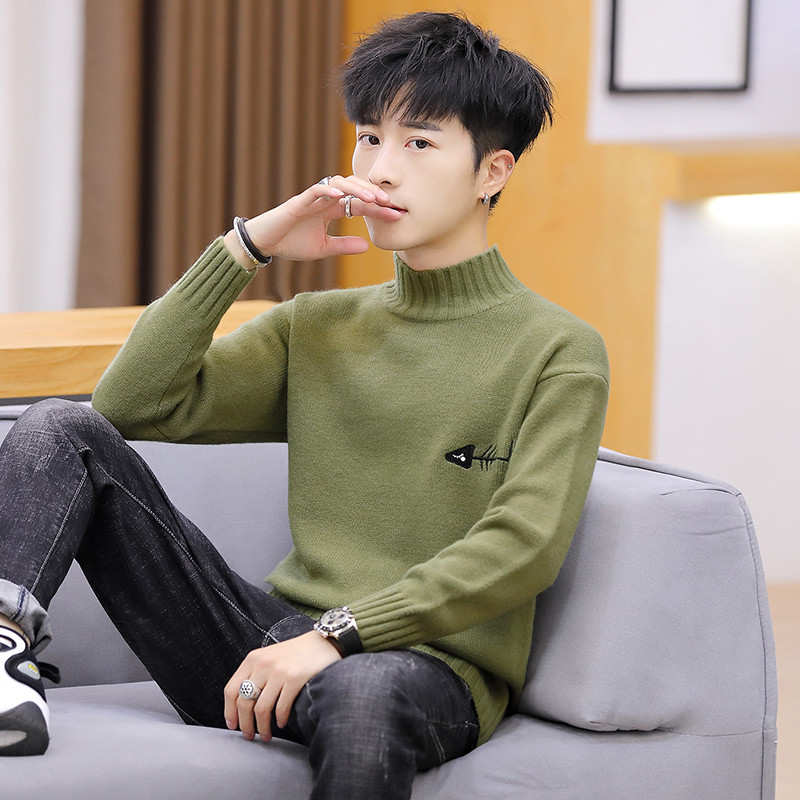 Férfi pulóver több színben hímzéssel és pólógallérral