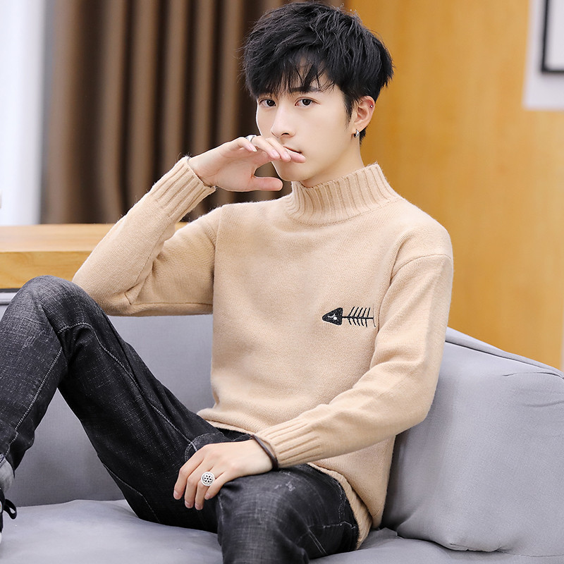 Férfi pulóver több színben hímzéssel és pólógallérral