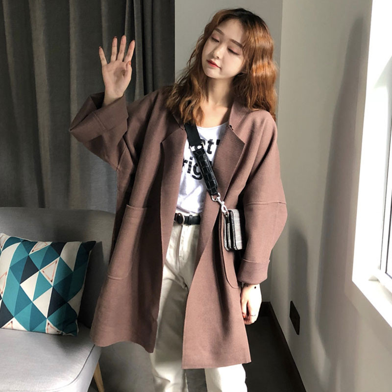 Дамско широко палто с джобове в два цвята