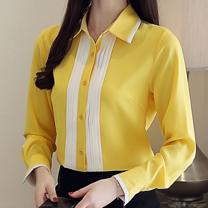Стилна дамска риза в три цвята с копчета и класическа яка