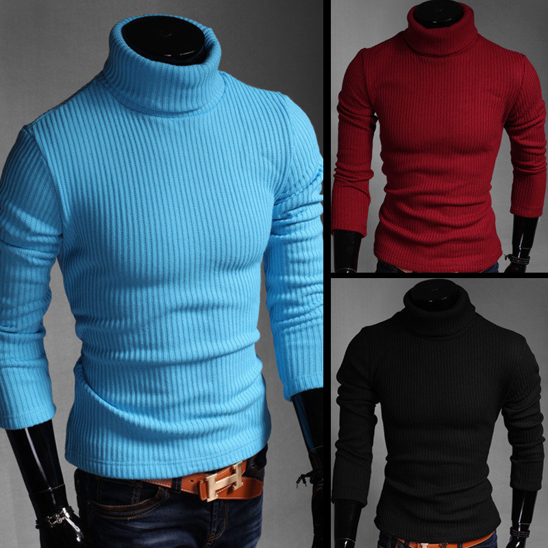 Casual ανδρικό πουλόβερ με ψηλό κολάρο κλασικό μοντέλο σε διάφορα χρώματα