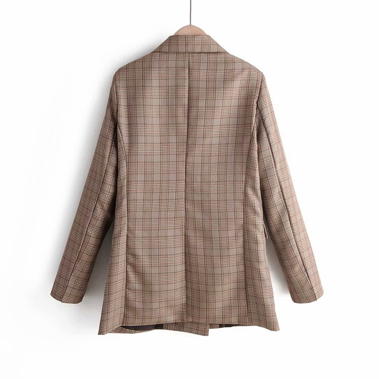 Καρό μακρύ σακάκι με κουμπιά και μακρύ μανίκι