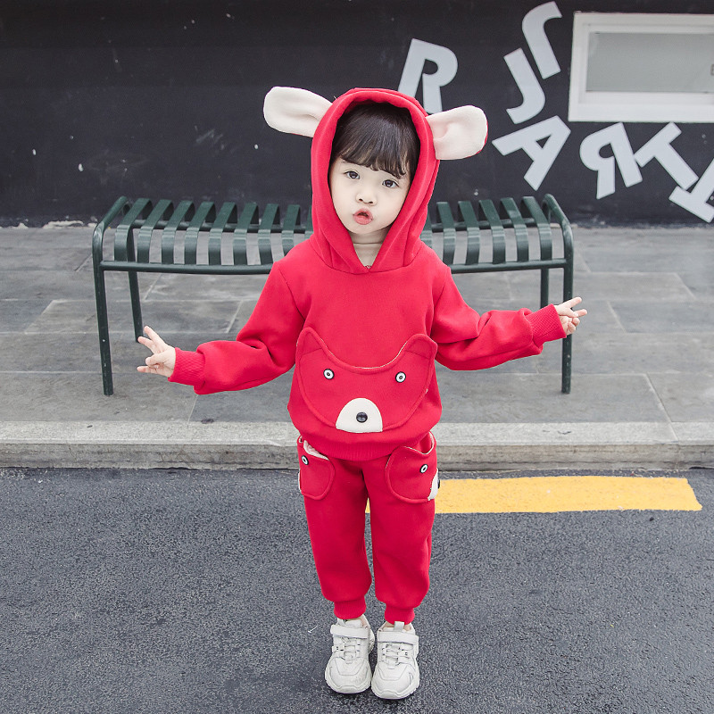 Kétrészes sport-napi gyerekkészlet lányoknak rózsaszín és piros színben