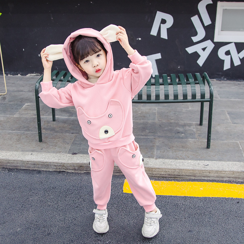 Kétrészes sport-napi gyerekkészlet lányoknak rózsaszín és piros színben