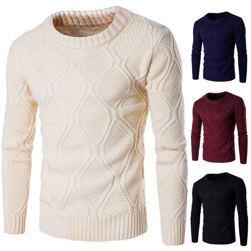 Ежедневен  мъжки пуловер с О-образно деколте в няколко цвята 