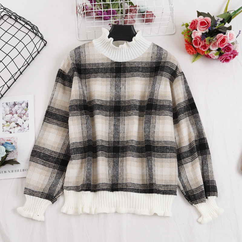 Kockás női blúz, hosszú ujjal, öt színben