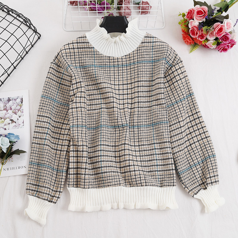 Kockás női blúz, hosszú ujjal, öt színben