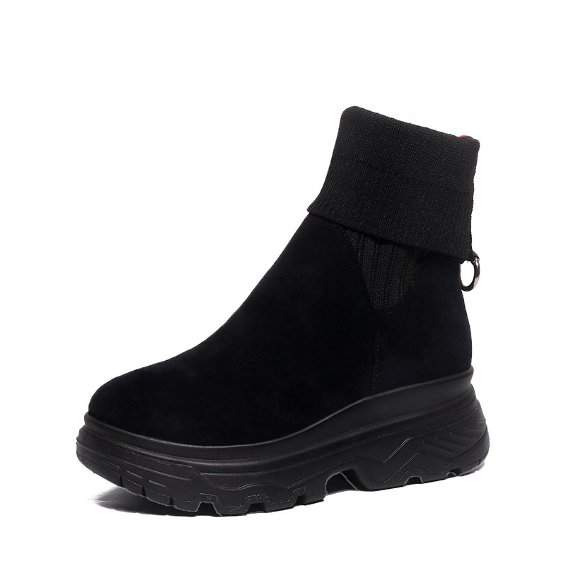 Γυναικείες μπότες με  ψηλή πλατφόρμα  με μαύρο χρώμα